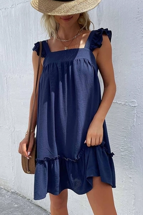 Versatile Fit ANGEL WINGS SLEEVE RUFFLED LACE MINI DRESS