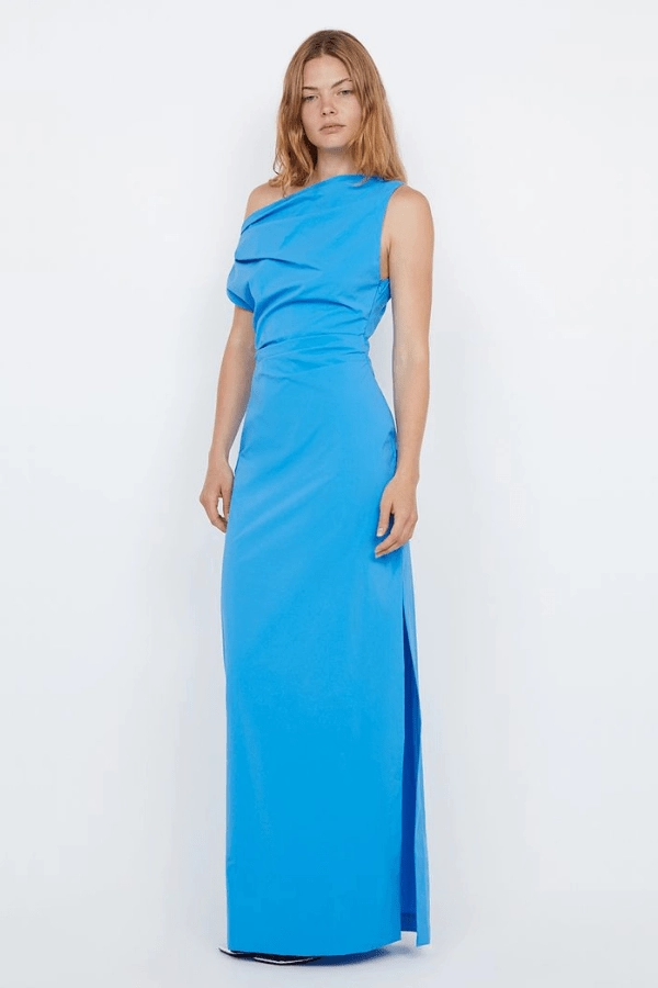 boho vibe Relaxed Waist Angelina Asym Maxi Dress Mid Blue