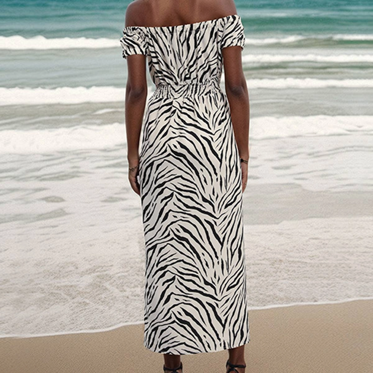 Farm Air Fall Ready Animal print one line collar dress_CWDMD1477