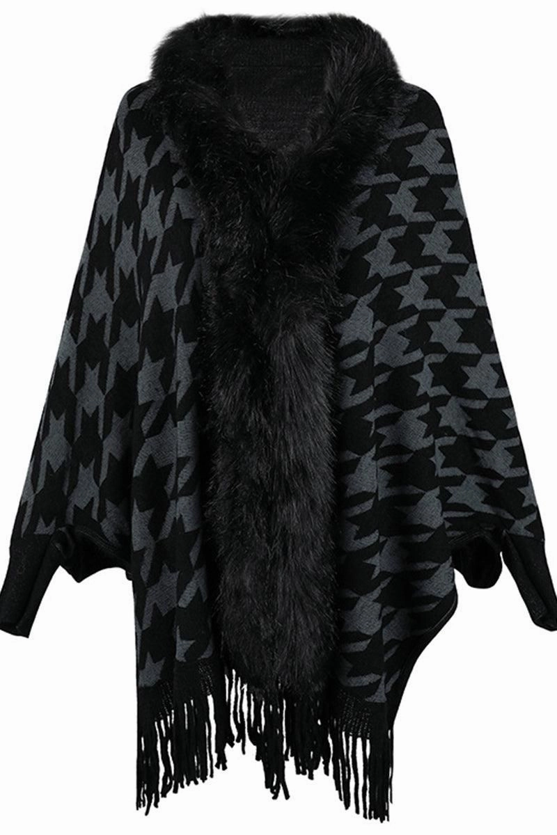 Bonded Seam Construction WOMENS OPEN FRONT FUR SHAWL JACKET