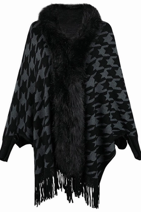 WOMENS OPEN FRONT FUR SHAWL JACKET Wear Resistant Fabric