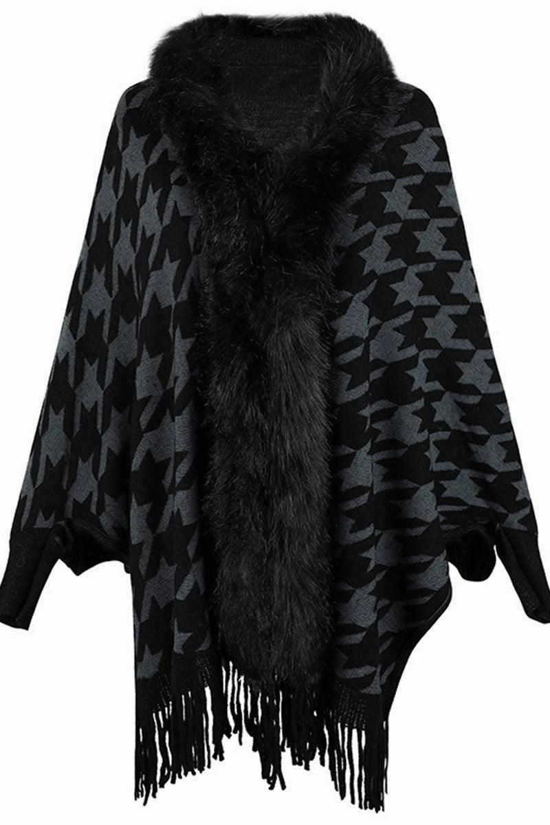 AntiBacterial Coating Stretchable Waistband WOMENS OPEN FRONT FUR SHAWL JACKET
