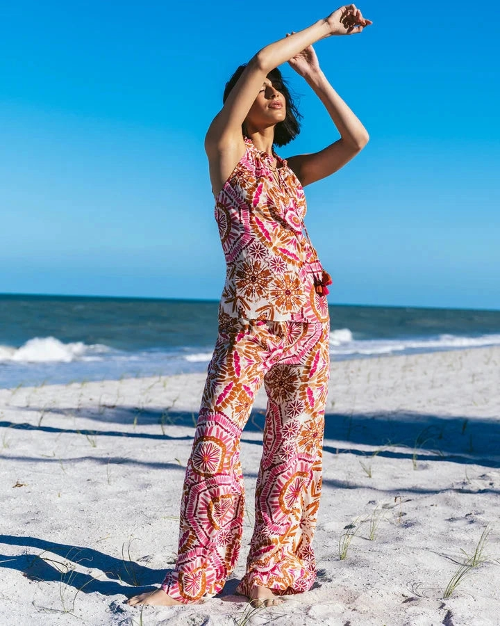 Chic Comfort All Purpose Devon Pant Sunburst Medallion Azalea Pink