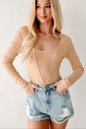 Sparkle Over Stress Rhinestone Mesh Bodysuit (Nude) Built In Odor Control NonPill Surface Treatment