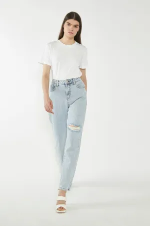 Antique Bleach Distressed Mom Jeans