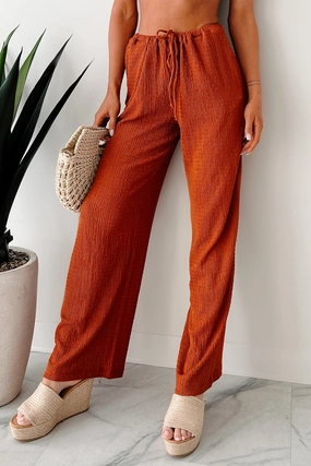 Plaid detail Souls Compass Smocked Drawstring Pants (Baked Clay)