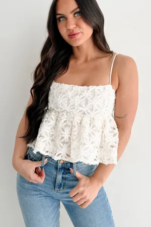 Modern Icon Textured Floral Babydoll Tank (Cream) Lightweight insulation