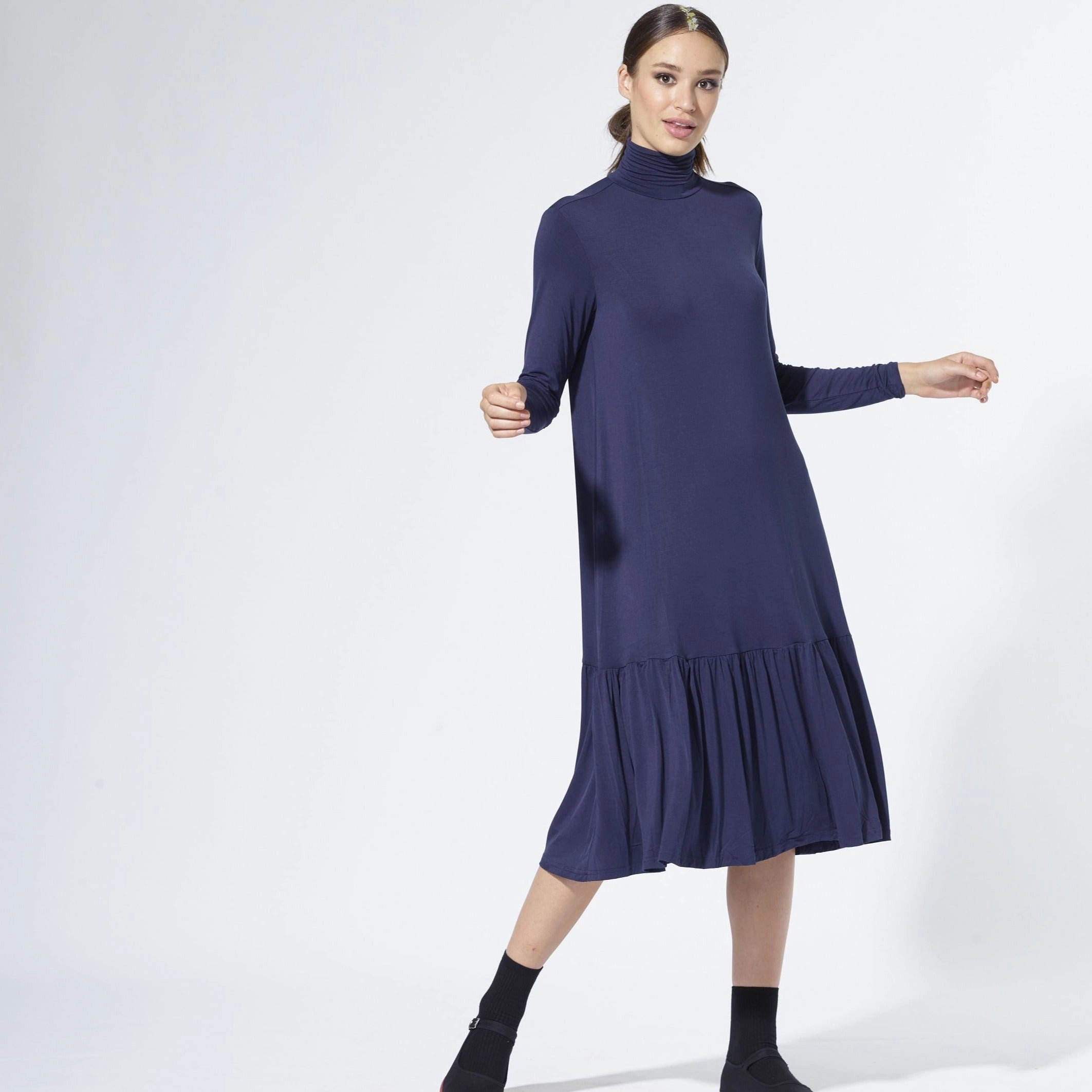 Turtleneck Dress | Navy [Final Sale] Floral Comfort Bless Touch
