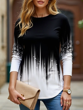 Durable Reinforced Shoulders HygienicCoating Casual round neck long sleeve loose pullover shirt