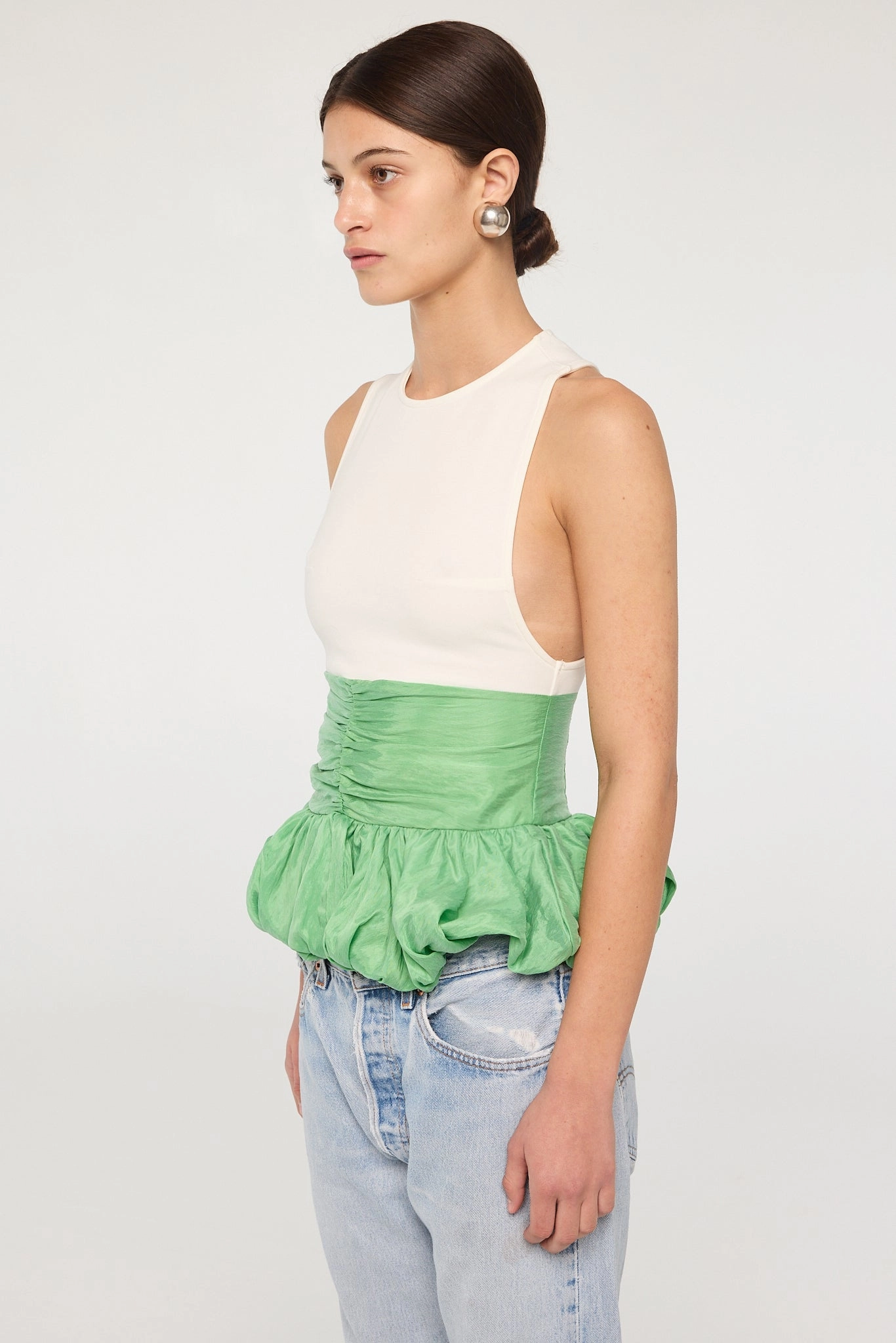 Airflow Weave Pattern Contrast Topstitching Detail ARDEN TOP