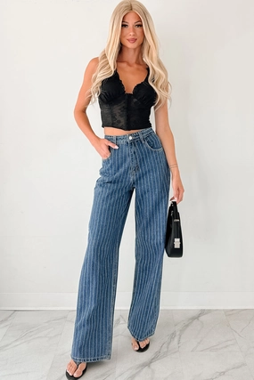 Ariel Rhinestone Stripe Signature 8 Jeans (Medium) Casual Chic