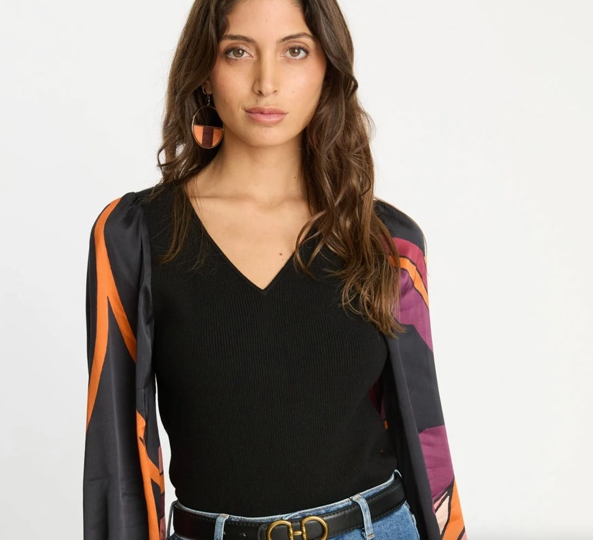 Arielle Top African Paradise Layered Sleeve