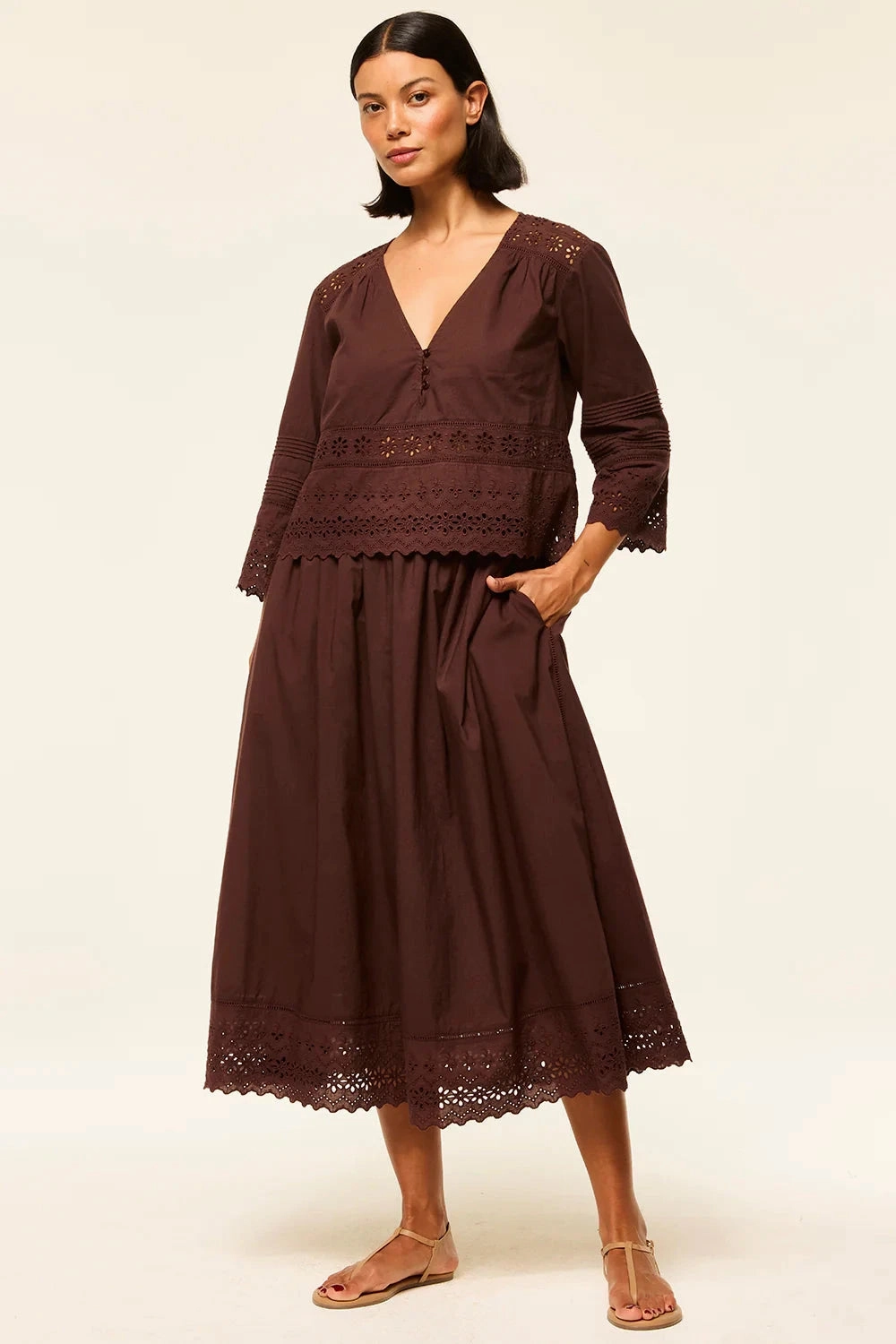 MicrofiberBlend Arlet Top Brown Eyelet