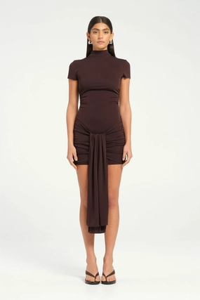 Clean Lines Boho Aesthetic Astrid Mini Dress Chocolate