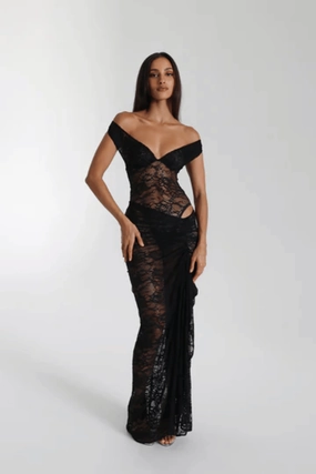 Aubrey Dress Black Floral design