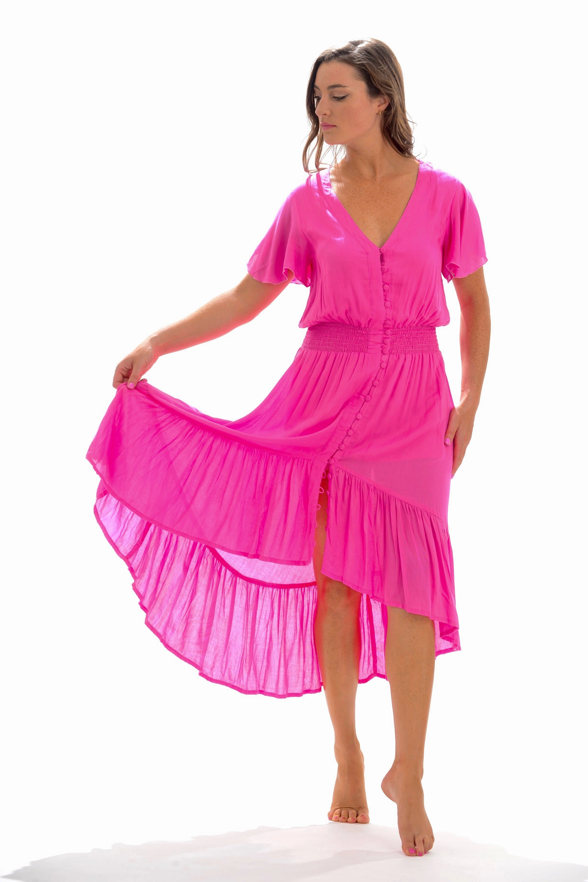 Ava Dress / Hot Pink Versatile Style Flattering Waist Design