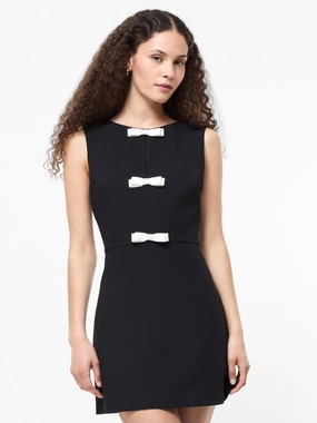 Brunch Outfit Drapey Fabric AZRA TWILL BOW MINI DRESS