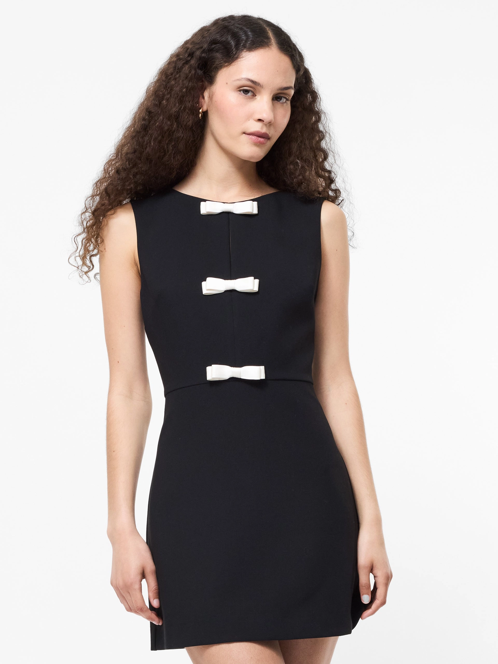 Brunch Outfit Drapey Fabric AZRA TWILL BOW MINI DRESS