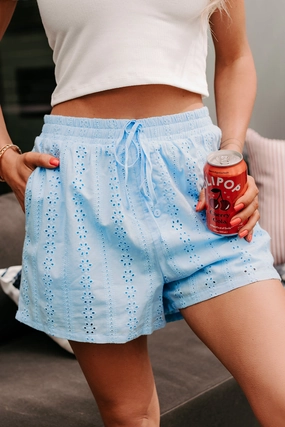 Backseat Stories Eyelet Boxer Shorts (Blue) Flex Waist System