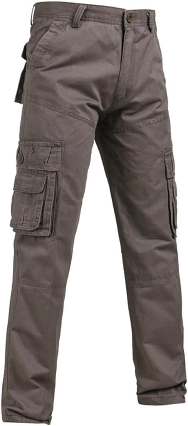 Baggy Cargo Pants Athletic-Fit Solid Multi Pockets Casual Joggers Sport Cotton Sweatpants Utility Loose Trousers