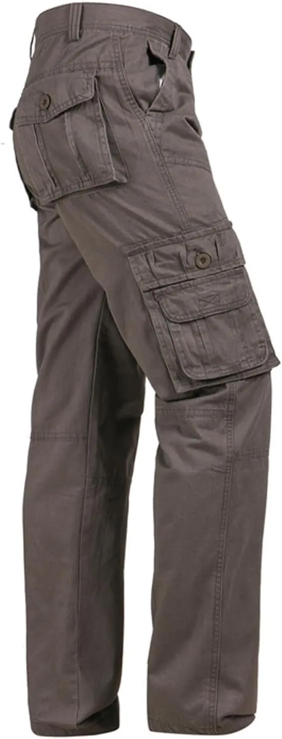 Baggy Cargo Pants Athletic-Fit Solid Multi Pockets Casual Joggers Sport Cotton Sweatpants Utility Loose Trousers