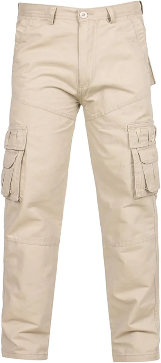 Baggy Cargo Pants Athletic-Fit Solid Multi Pockets Casual Joggers Sport Cotton Sweatpants Utility Loose Trousers