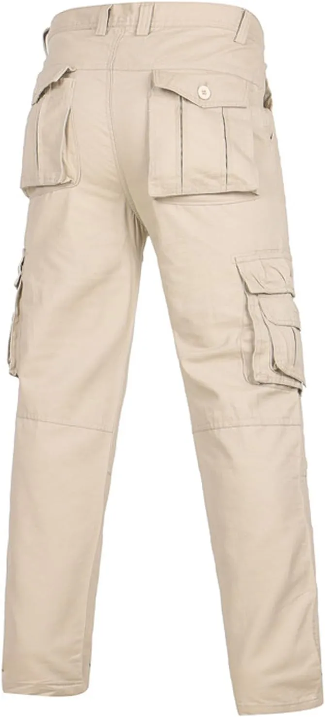 Baggy Cargo Pants Athletic-Fit Solid Multi Pockets Casual Joggers Sport Cotton Sweatpants Utility Loose Trousers