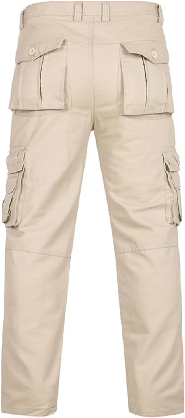 Baggy Cargo Pants Athletic-Fit Solid Multi Pockets Casual Joggers Sport Cotton Sweatpants Utility Loose Trousers