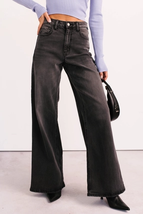 Bane High Rise Wide Leg Cello Jeans (Grey) Day-to-Day Wear