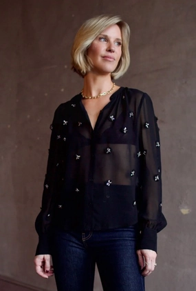 Bea Blouse Noir YarnDyeStripe