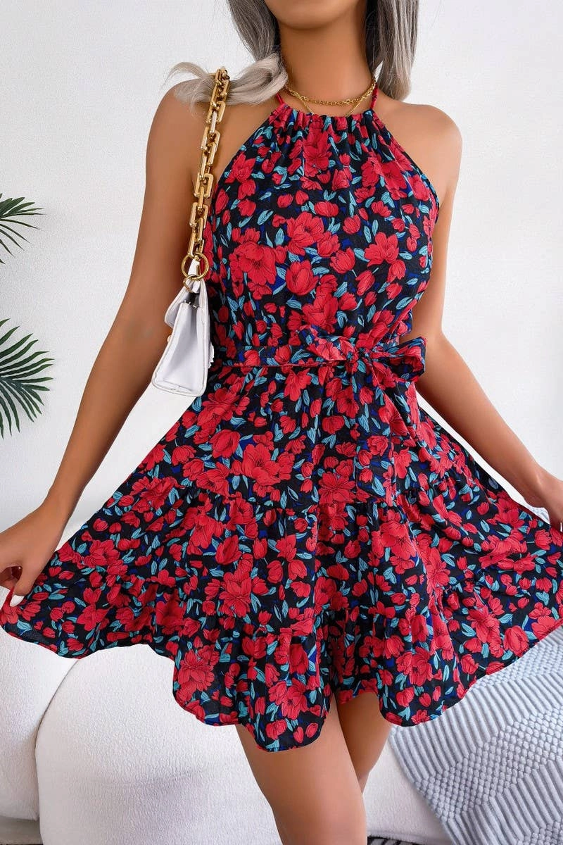 CASUAL FLOUNCY LARGE FLORAL DRESS_CWDSD2531 Embroidered-Sleeve Formal Aura