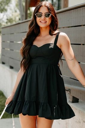 Dahlia Dreams Sleeveless Mini Dress (Black) Life Soft