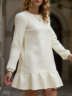 Spliced Casual Sweatshirt Dress Flowing Layers Casual Tones