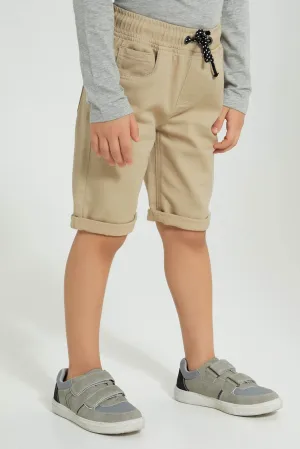 Beige Knit Denim Short