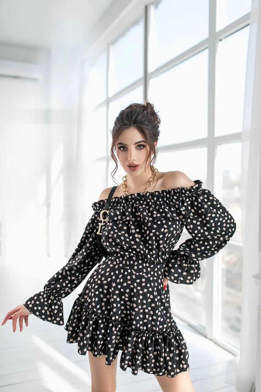 Beige Off-the-shoulder Mini Dress
