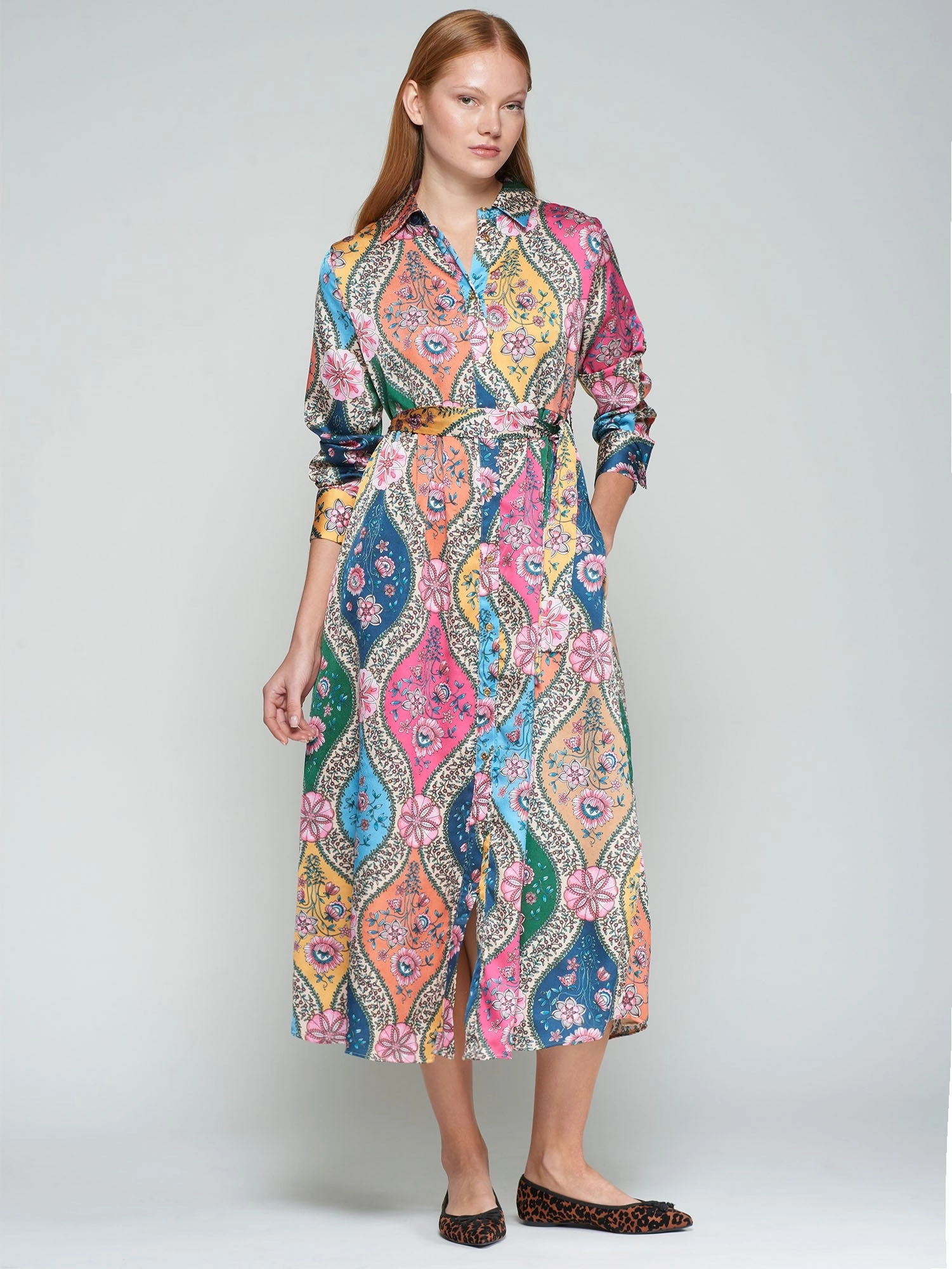 Cozy Style Polished Details FLORAL SHIRT DRESS