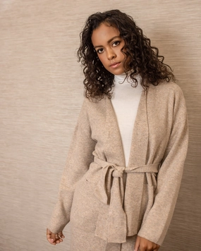 Belted Knit Set | Beige Chilly Day Wear Street Motion