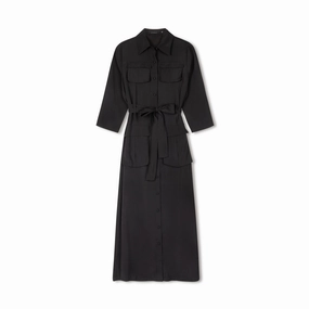 Trendy Fit Comfy Layers Belted Shirtdress | Black [Final Sale]