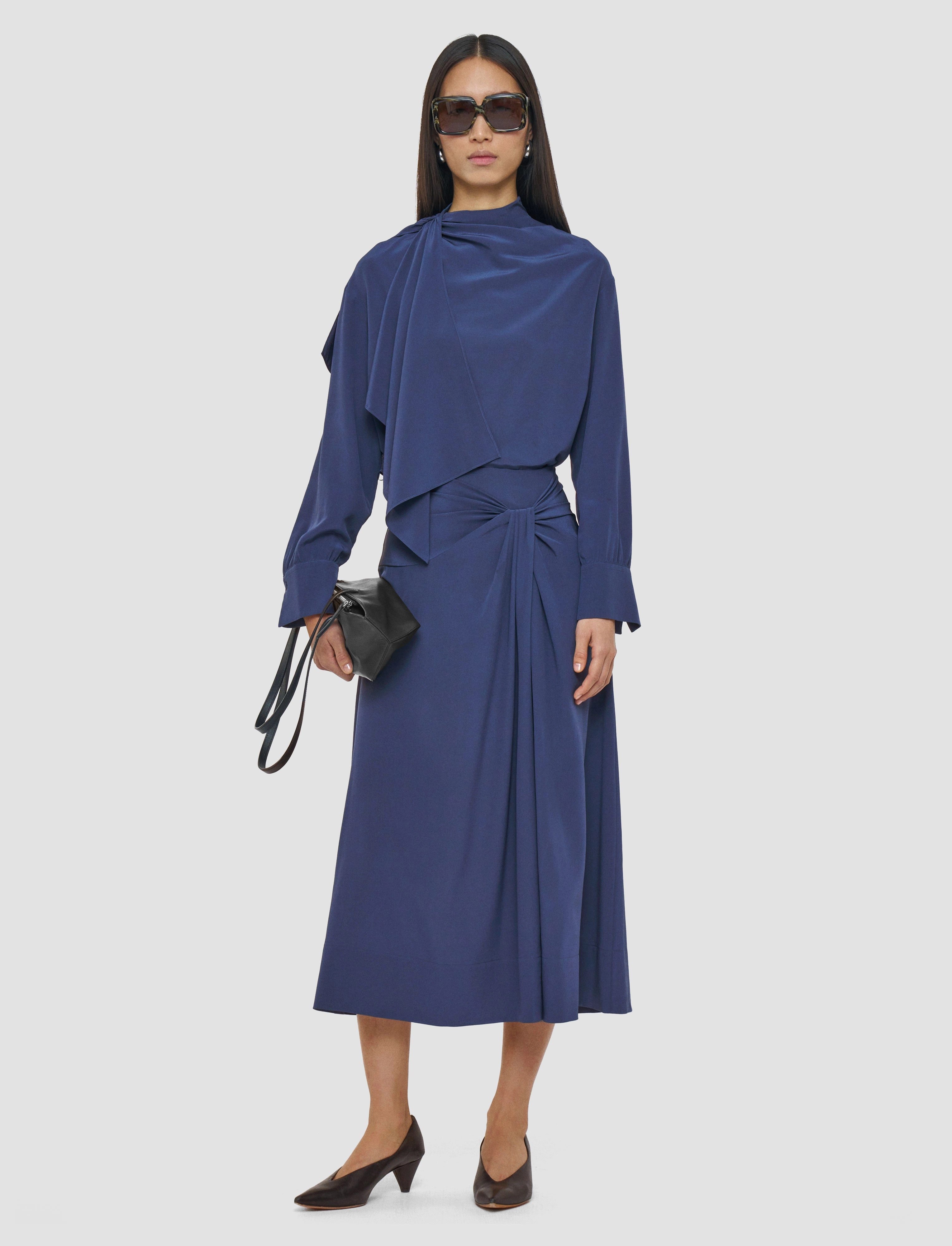 Fran Crepe de Chine Knot Silk Skirt Weekend Fashion Cashmere Touch