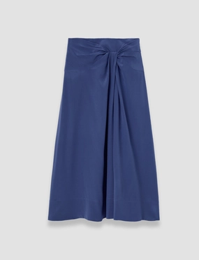 Fran Crepe de Chine Knot Silk Skirt Fringe Detail Travel Influence