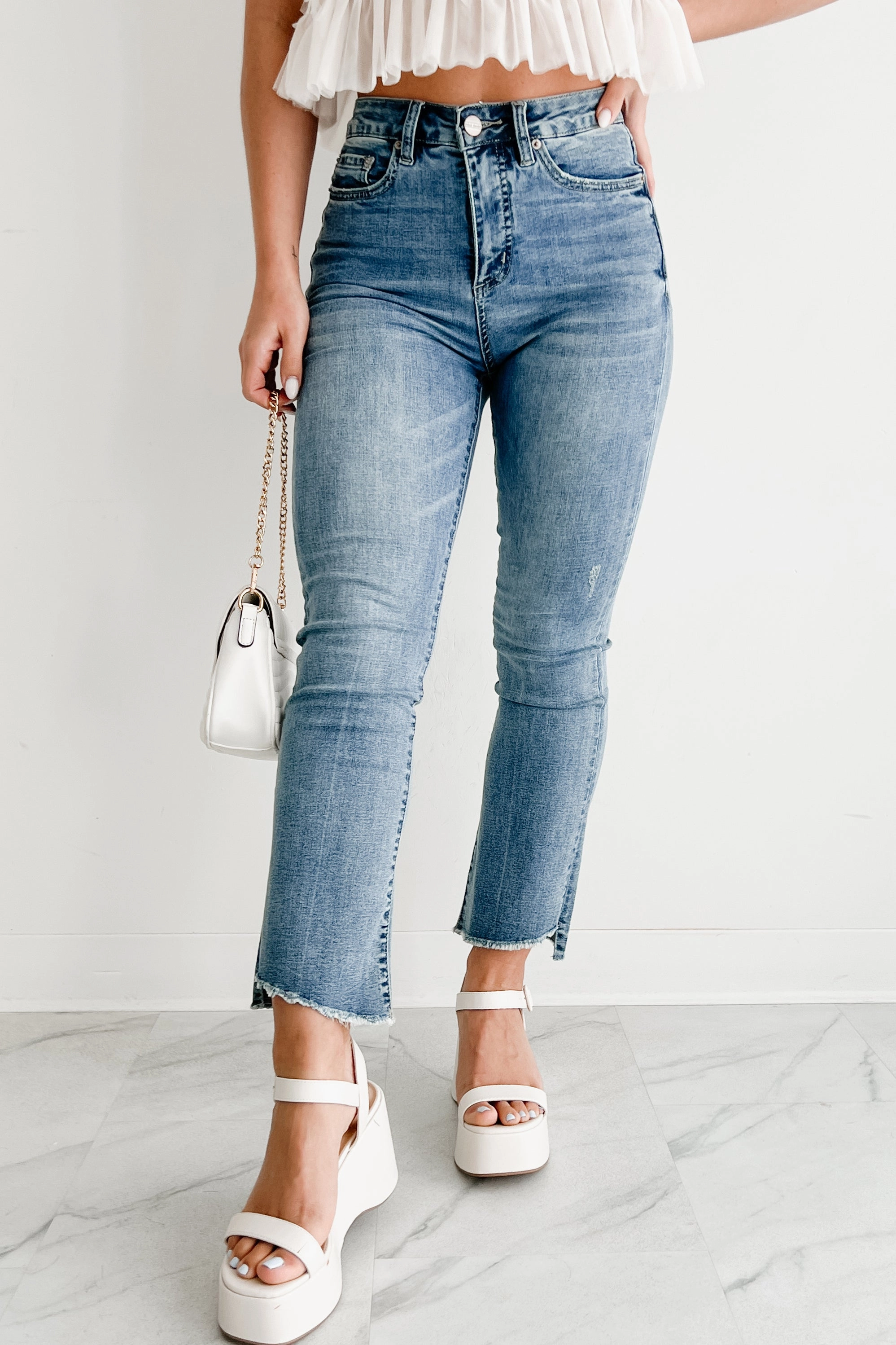 Elastic Cuff Benedict Bootcut Mica Denim Jeans (Medium)