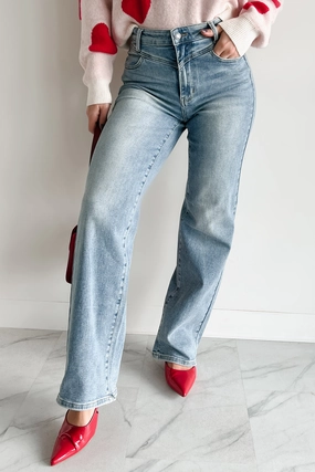 Move Friendly Benjamin Judy Blue High Waist Wide Leg Jeans (Medium)