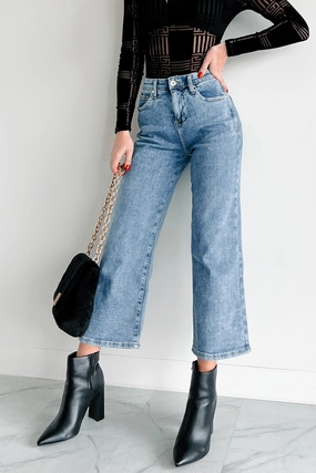 GussetedCrotch Bennie High Rise Tummy Control Special A Wide Crop Jeans (Light)