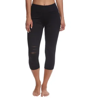 Betsey Johnson Slashed Knee Yoga Capri Leggings