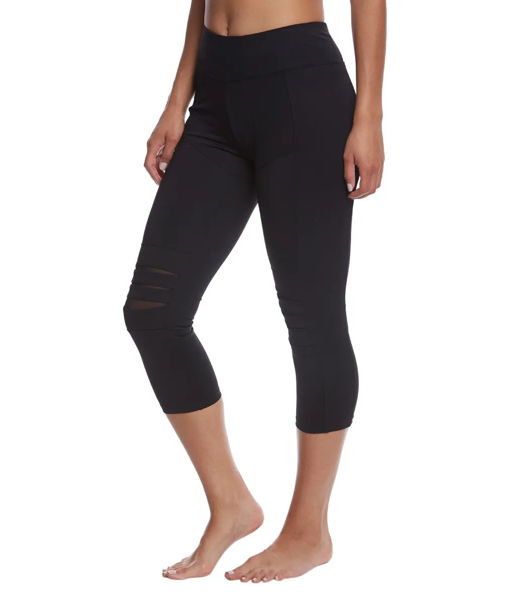 Betsey Johnson Slashed Knee Yoga Capri Leggings