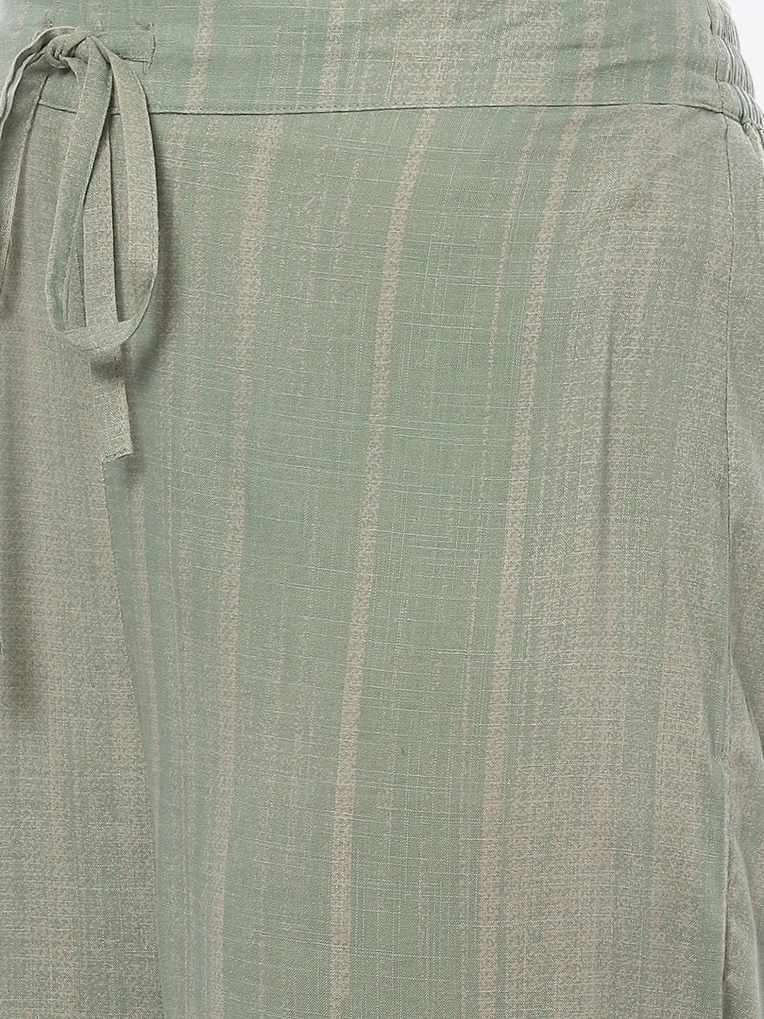 Biba Women Blue & Green Striped Kurta with Trousers