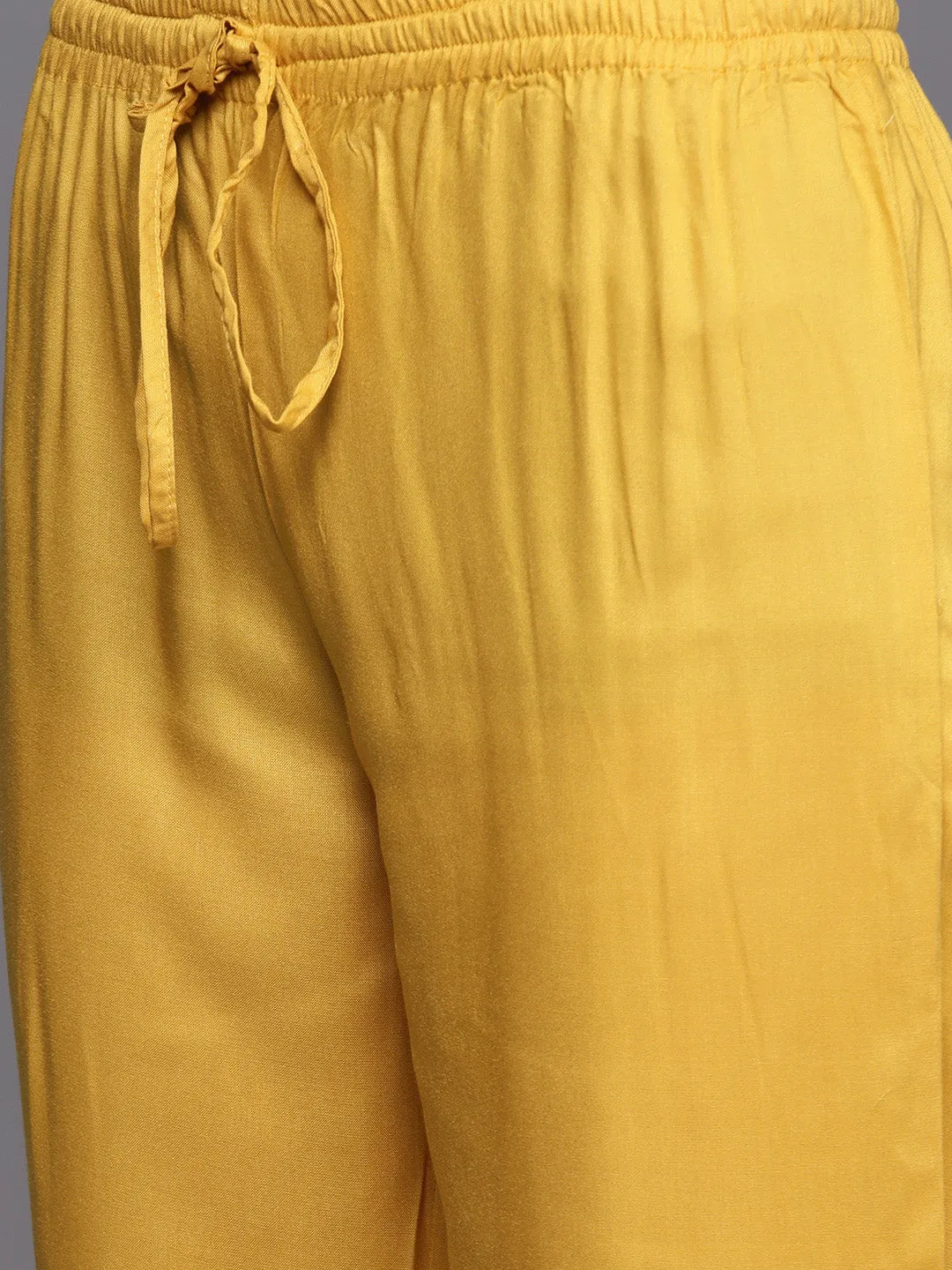 Biba Women Mustard & Golden Striped Kurta with Trousers