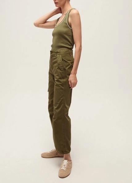 AbrasionResistant Fabric Birke Tank with Contrast Piping Stone Army