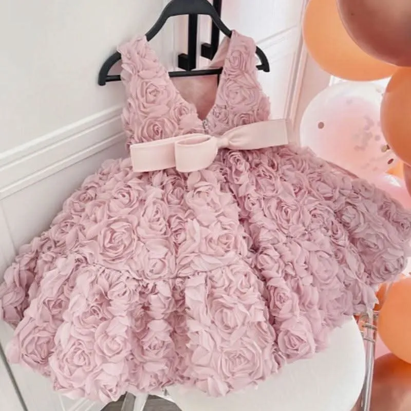 Birthday dress high waist daughter birthday wedding dress flower girl princess dress