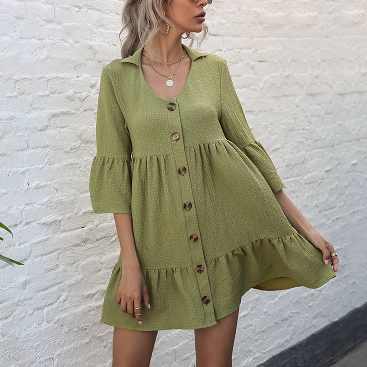 COTTON LAPEL LOOSE DRESS_CWDSD3934 Vibrant Design Contemporary Design